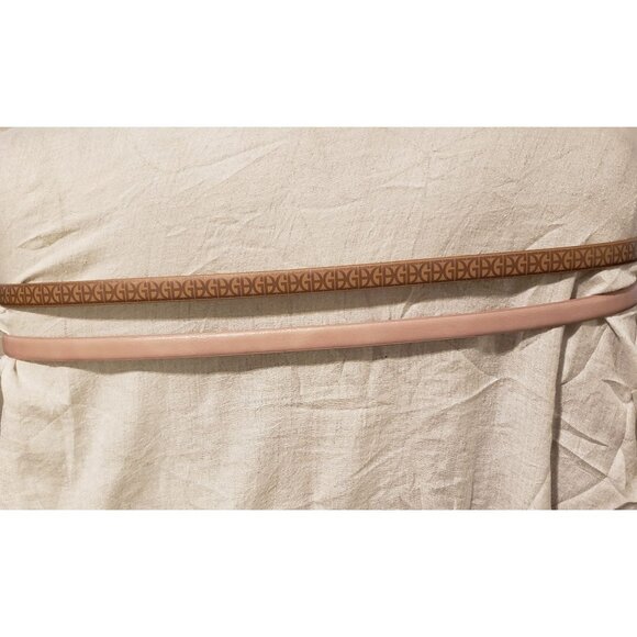 Gianni Bernini Set of 2 Skinny Belts Pink Logo Goldtone Buckle 2X EUC - Picture 3 of 8